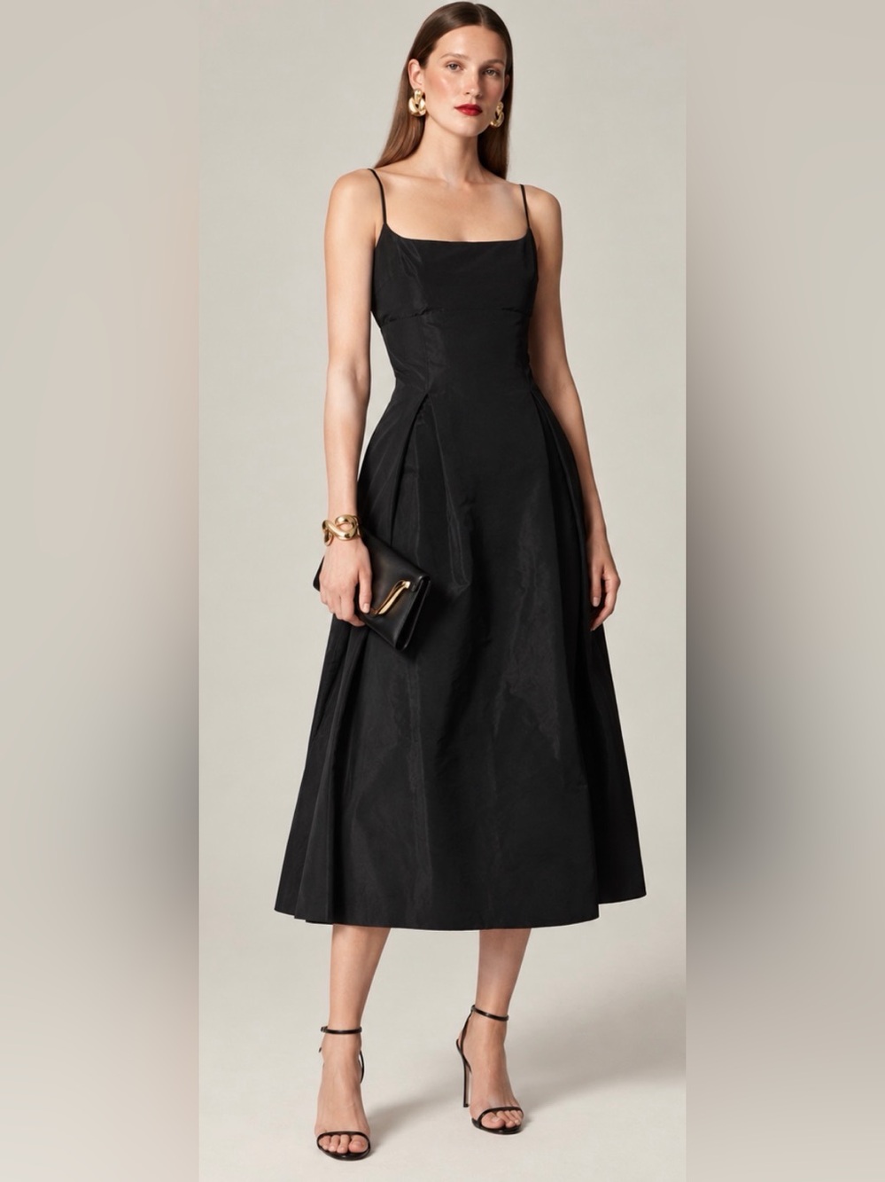 J.Crew Collection pleated evening dress in taffeta in black